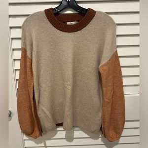 Madewell 3-toned Women’s Crewneck Sweater (beige, copper brown, orange) Size: XS